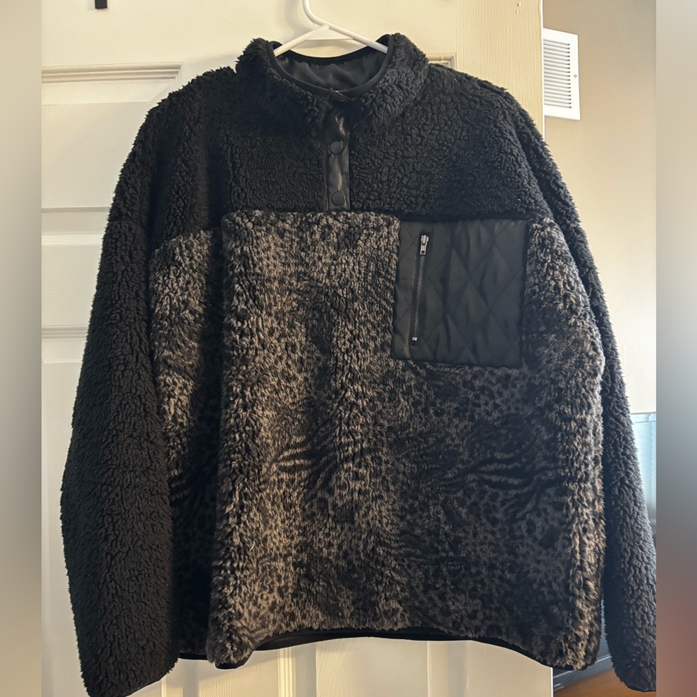 Seven7 Charcoal and Black Sherpa Jacket